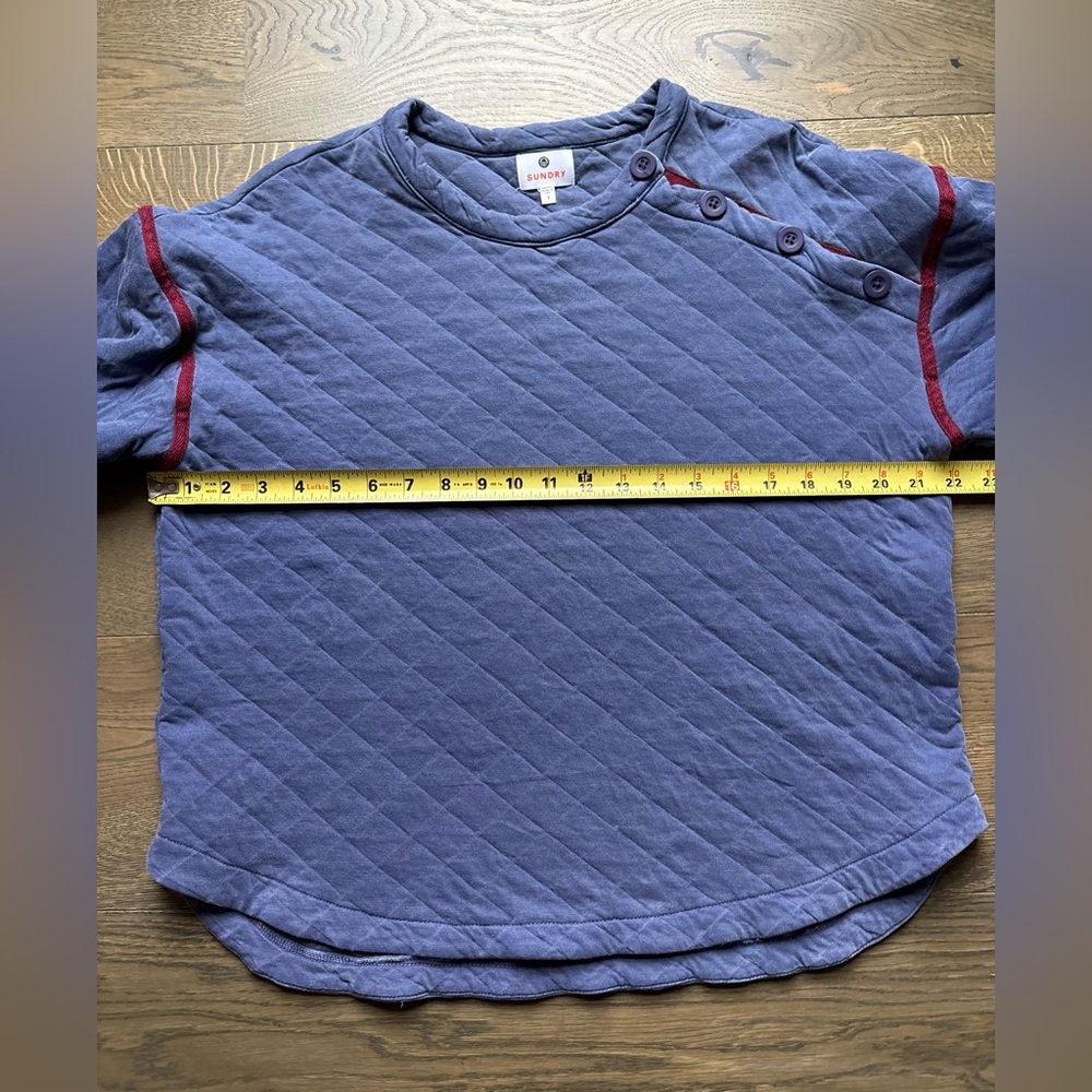 Sundry Quilted Cropped Sweatshirt Pullover In Pigment Moonlight Blue Size 1 - Picture 9 of 15